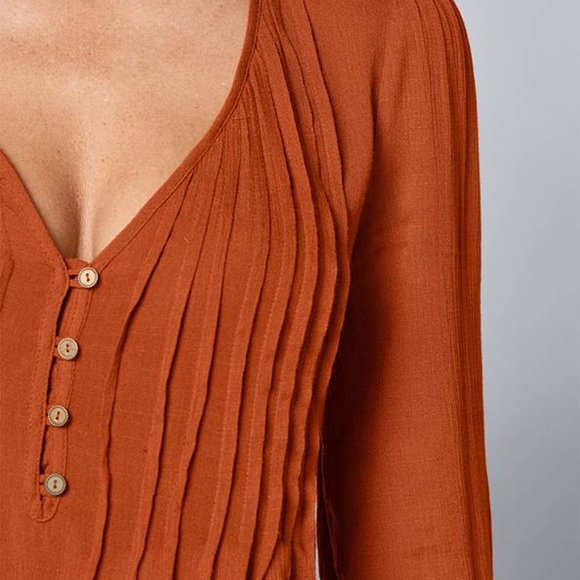 Lace Detail Button-Up Top - Picture 4 of 4